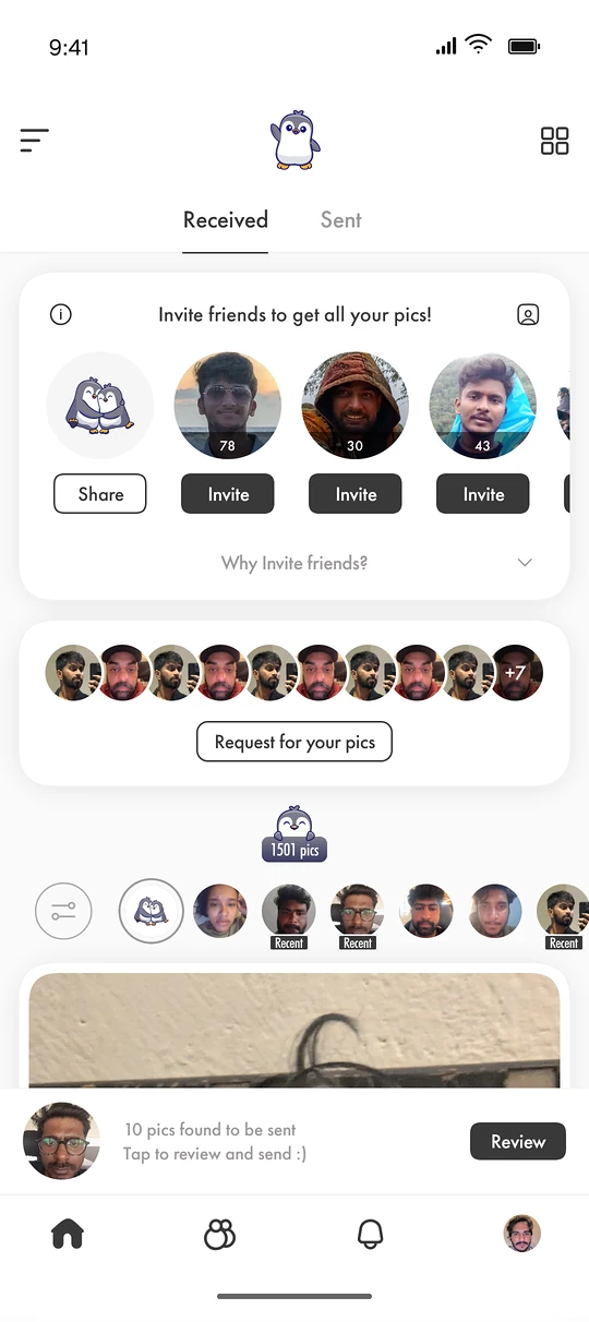 Inviting friends in PicSee