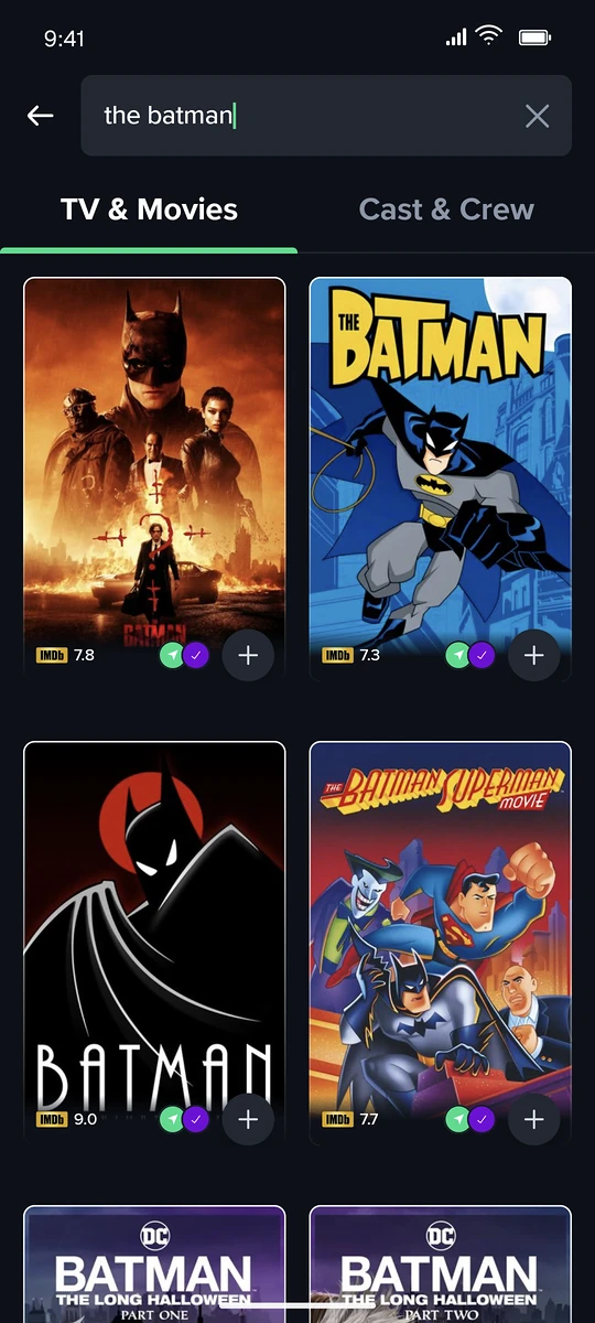 Searching Batman in Reelgood