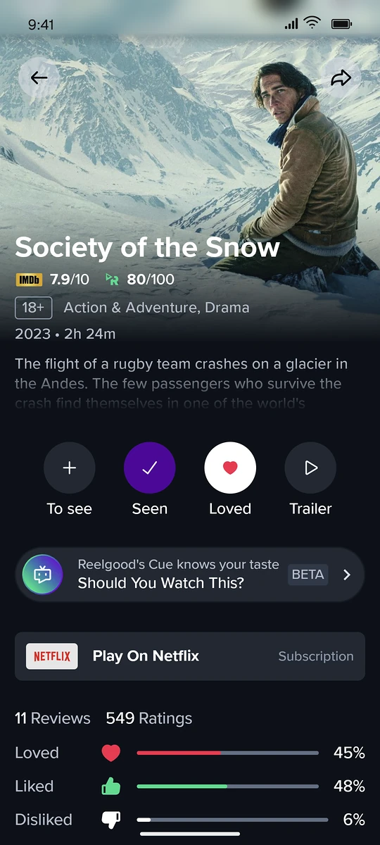 Society of the Snow in Reelgood